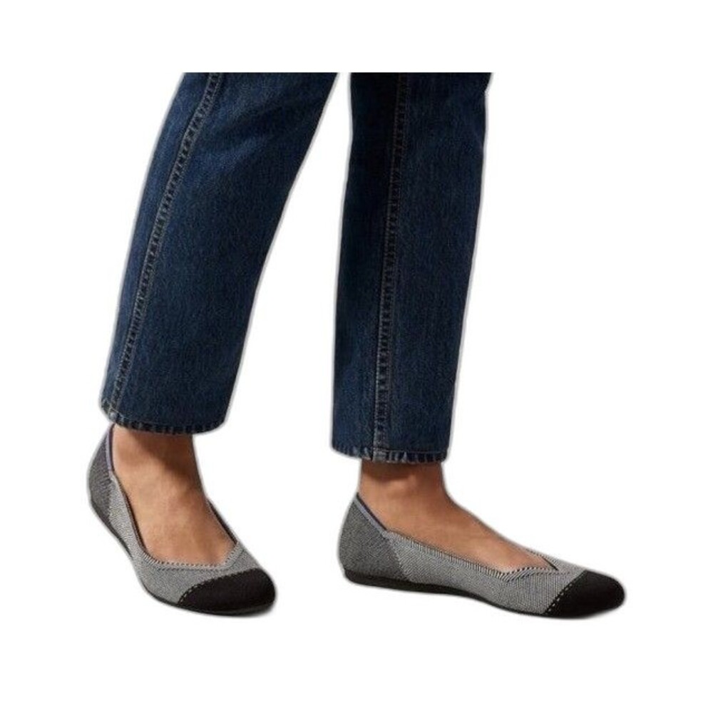 Rothy’s The Loafer Grey Mist Captoe Womens Flats Size 5 Washable Shoes Black Cap